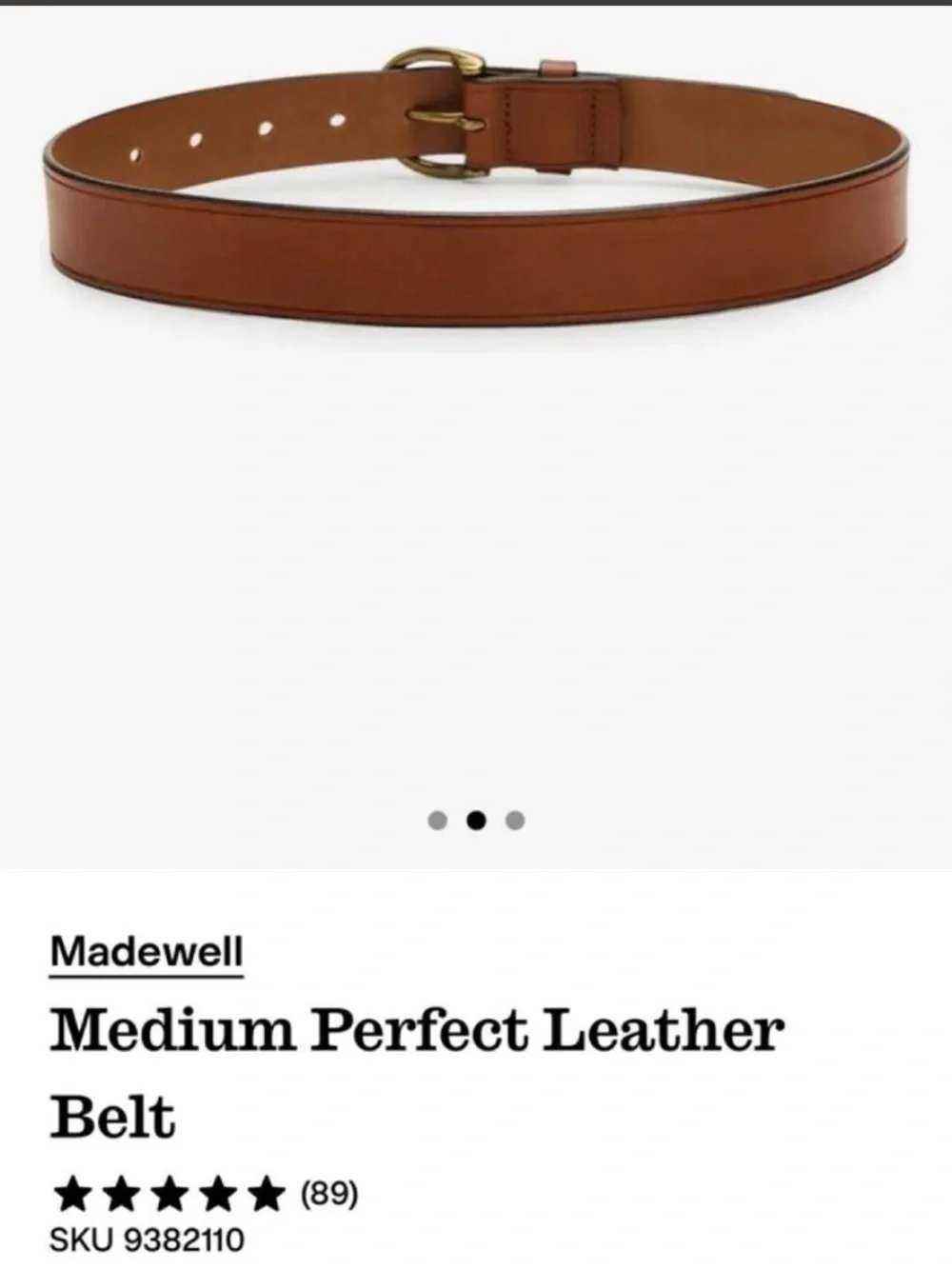 Madewell Leather Belt in Brown with Brass-Tone Buckle